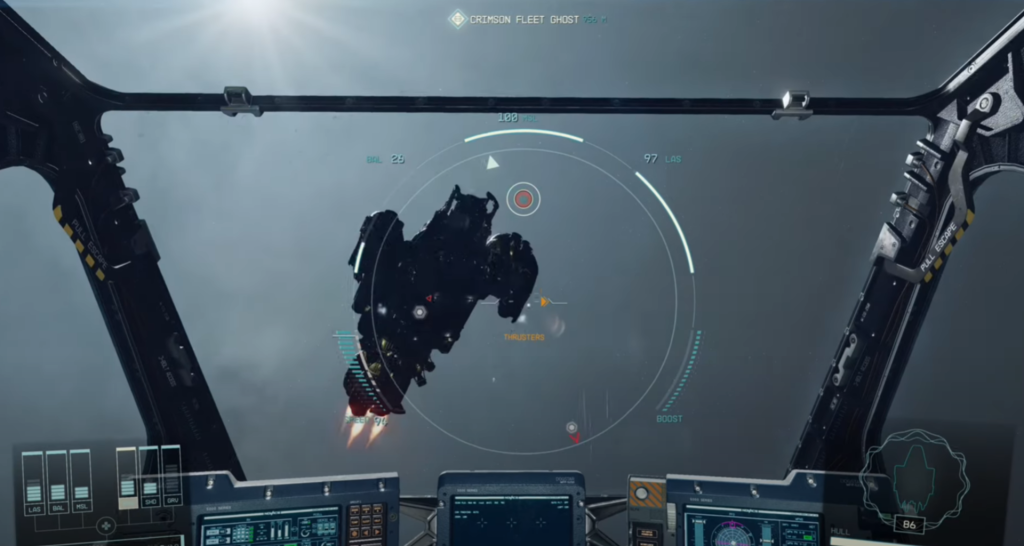 vue FPS dans un vaisseau dans le jeu Starfield