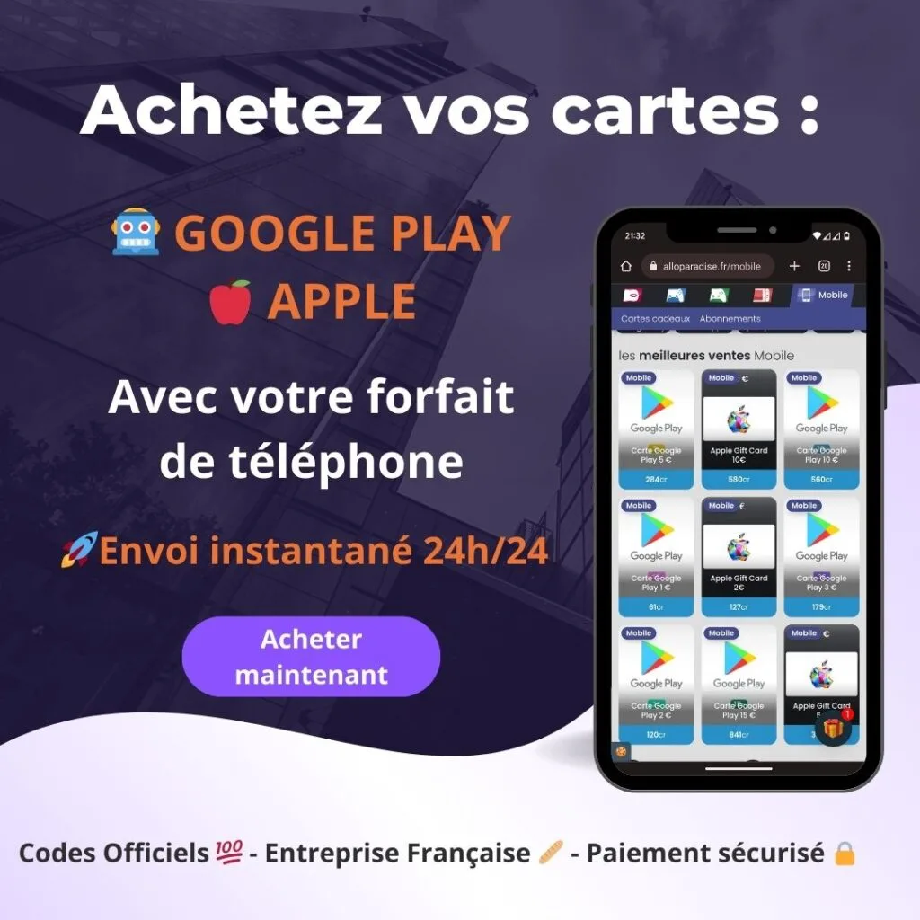 Acheter des cartes Apple et Google Play Par Allopass