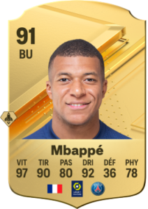 Photo de la carte de Mbappé sur EA Sports FC 24