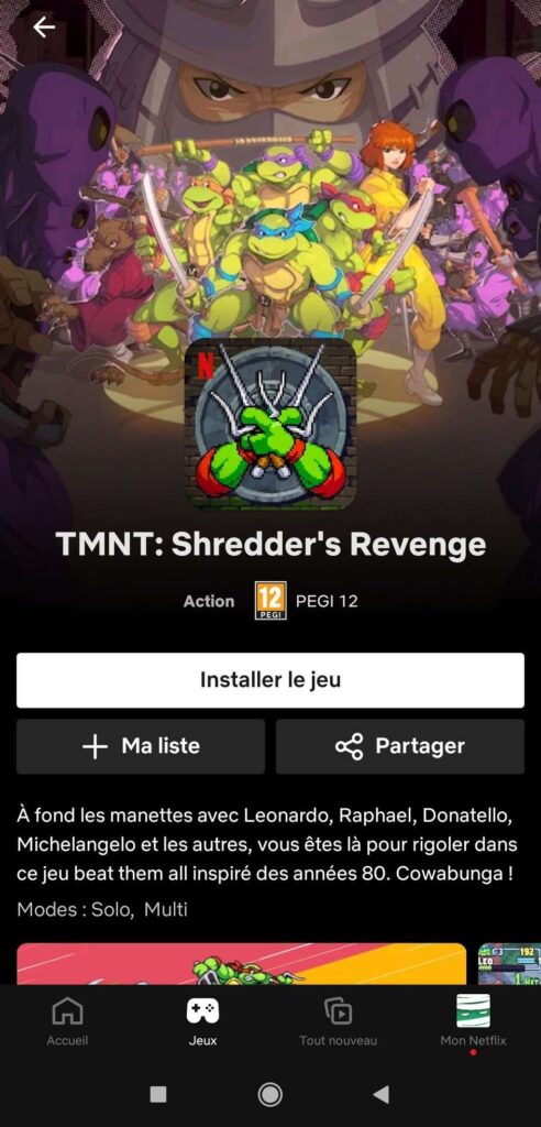 capture d'écran de pour installer un jeu Netflix