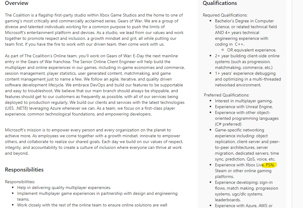 offre d'emploi gears of war playstation