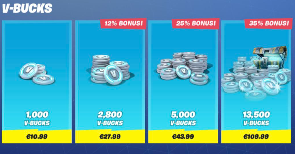 acheter v-bucks in game en euros
