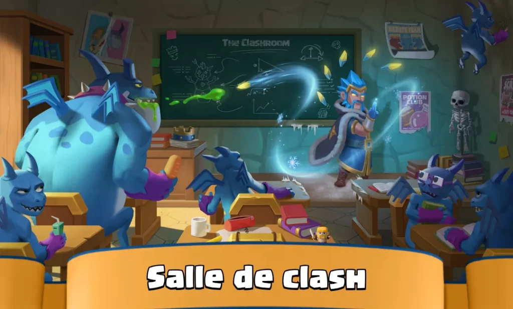Événement Salle de Clash sur Clash Royale avec la Gargouille géante et le Héros sorcier de glace en classe