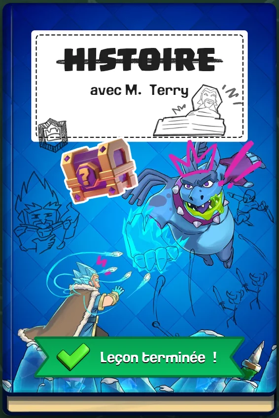 Leçon d'histoire de la Salle de Clash avec M. Terry, Gargouille géante et Héros sorcier de glace