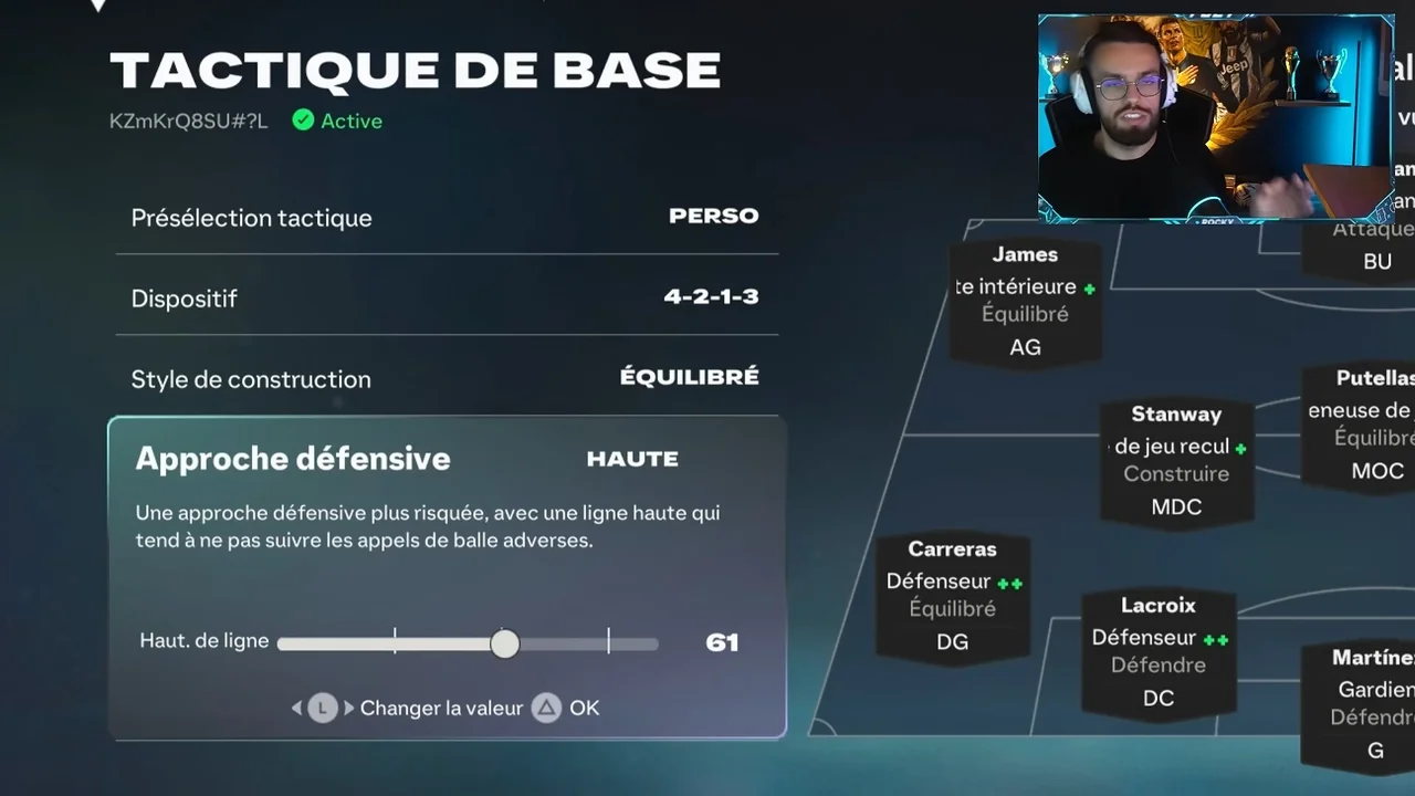 Écran de tactique personnalisée du 4-2-1-3 de RocKyy dans FC 27