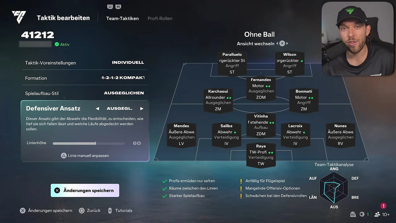 Écran de la formation 4-1-2-1-2 compacte de BeneCR7x dans FC 27