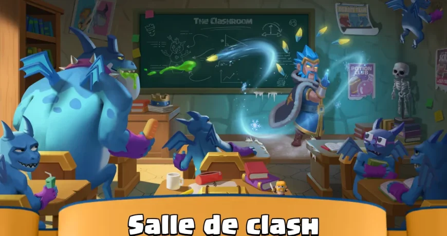 Événement Salle de Clash sur Clash Royale avec la Gargouille géante et le Héros sorcier de glace en classe