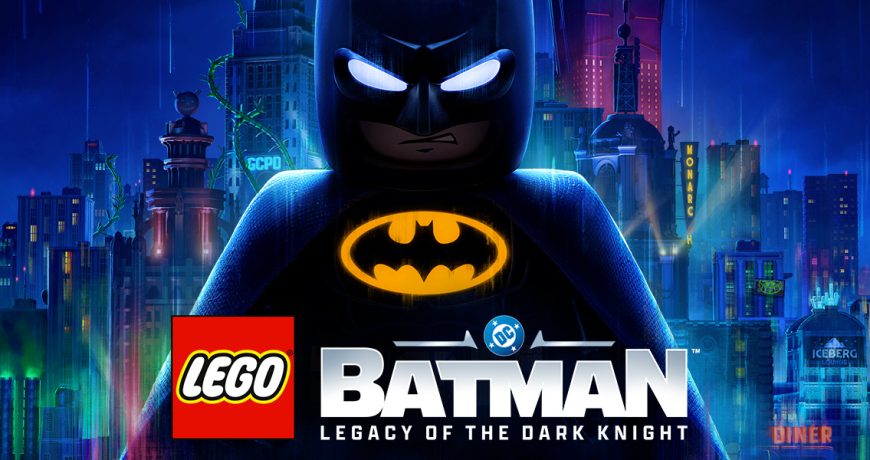 Batman en LEGO avec le titre l'Héritage du Chevalier Noir