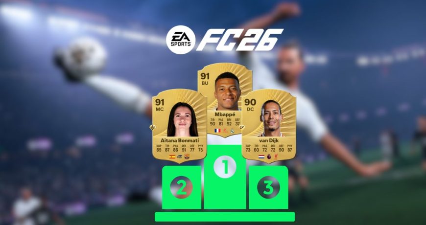 podium des meilleurs joueurs et joueuse de EA Sports FC 26